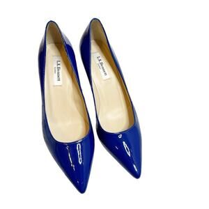 LK Bennett London Floret blue patent leather heels Sz 37